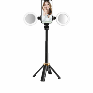Perche Selfie Trépied avec Double Ring Light JC-25H – Kit Live & Vlog