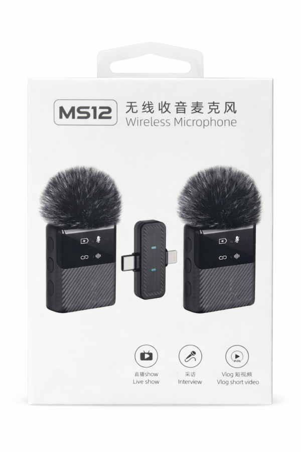 Microphone Sans Fil MS12 – Kit Micro Lavalier Double Microphone Sans Fil MS12 – Kit Micro Lavalier Double