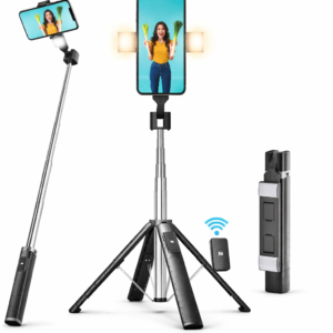 Perche Selfie Trépied Bluetooth avec Lumière LED – Télécommande Sans Fil